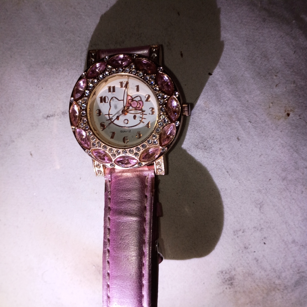 Sanrio Pink and Silver Gemstone Watch